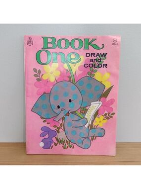 Vintage 1980s? Rand McNally Book One Draw & Color Coloring Book Elephant